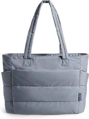 BAGSMART Tote Bag for Women, Lightweight Puffy Tote Bag Gray